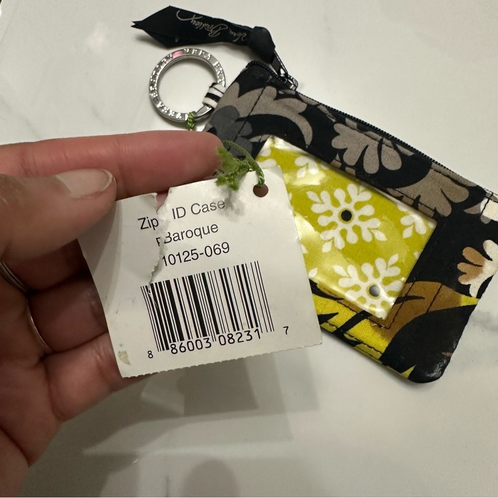 Vera Bradley Black Zip Id Case Floral Coquette Wallet Keyring - Picture 4 of 6